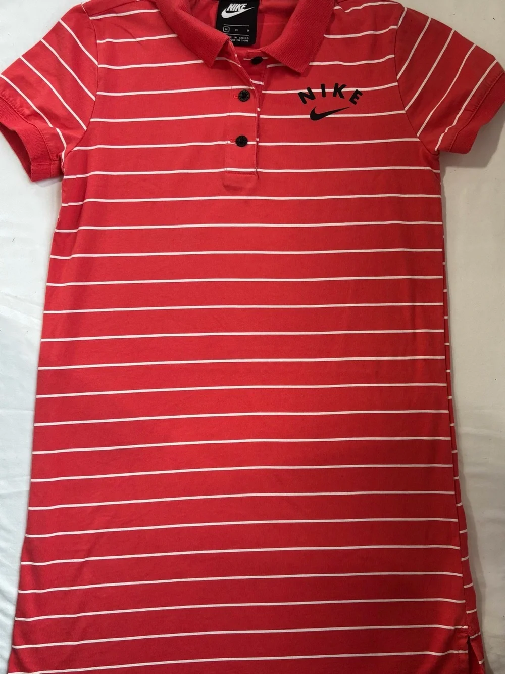 Nike Red & White Striped Kids Polo Dress
